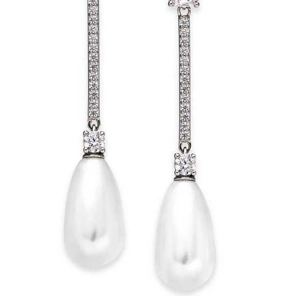 Womens Gorgeous Eliot Danori Crystal, Rhinestone & Faux Pearl Linear Earrings - Picture 3 of 3